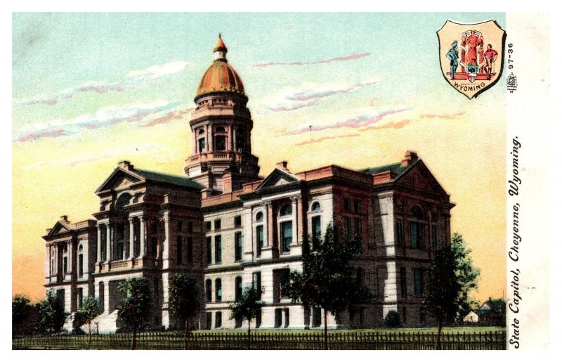 Postcard WY Cheyenne - State Capitol - Illustrated Post Card