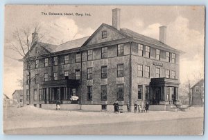 Gary Indiana IN Postcard The Delaware Hotel Building Exterior Scene 1909 Antique