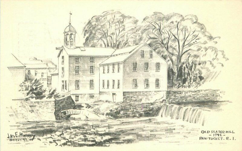 Pawtucket Rhode Island Old Slater Mill Murray Curhan Postcard 21-14008