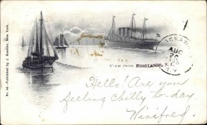 Atlantic Highlands NJ Steamer Sailboats Boats Pre-1905 Vintage Postcard