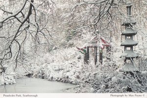Peasholm Park Christmas Snow Scarborough Vintage Postcard