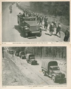 US Army Motor Company Convoy Road Infantry 2x Old Military Postcard s
