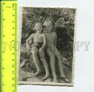 452242 USSR 1955 year  Gurzuf girls at the beach Old photo