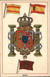 Patriotic Coat of Arms & Country Flag EFA Series c1910 Postcard SPAIN