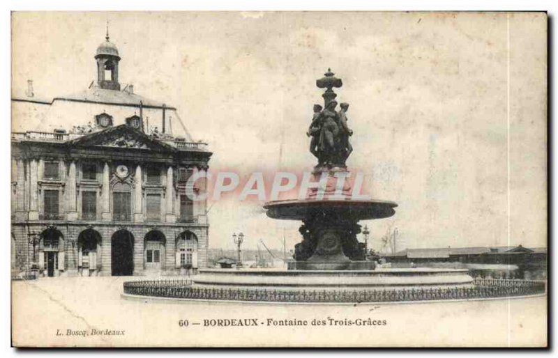 Old Postcard Bordeaux Fontaine Des Trois Graces