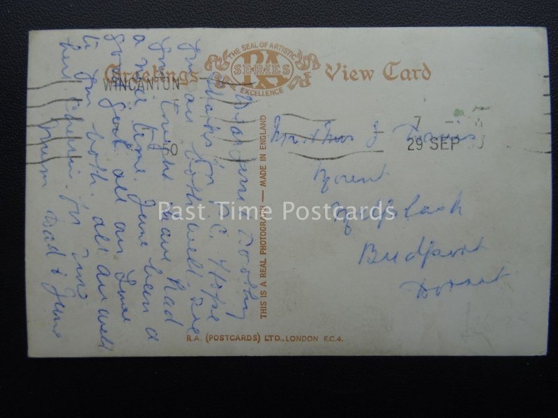 Somerset WINCANTON Market Place shows THE RED LION c1940's RP Postcard