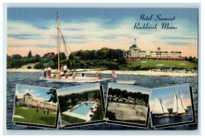 c1940's Hotel Samoset Multiview, Rockland Maine ME Vintage Unposted Postcard 