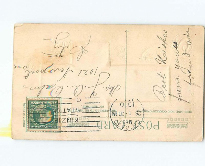 Pre-Linen easter religious RIVER SCENE PRINTED ON FABRIC ON POSTCARD HL1126