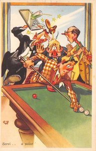 Billiards Comic Pool Billiards Carte Postale Unused 