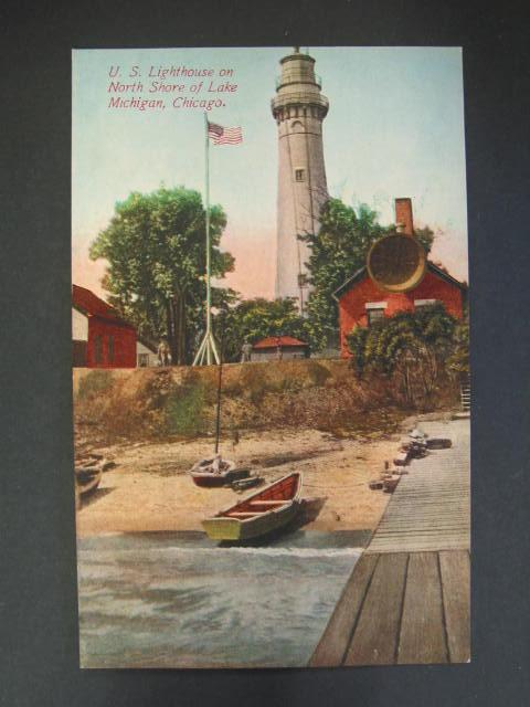 CHICAGO IL US LIGHTHOUSE c1910 Postcard