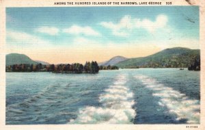 Rear Deck Hundred Islands of Narrows Lake George New York Vintage Postcard 1936