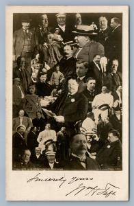 US PRESIDENT W. TAFT IMAGES MONTAGE ANTIQUE REAL PHOTO POSTCARD RPPC collage