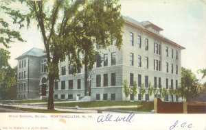Portsmouth  New Hampshire High School, Islington St UDB Postcard  Flag Cancel