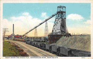 Shaft House Stock Pile Railroad Underground Mine Duluth Minnesota 1930s postcard