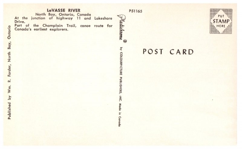 LaVasse River North Bay Ontario Canada Bridge Scenic Vintage Postcard