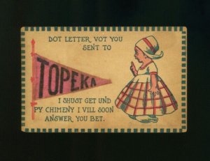 Postcard Dot Letter Vot You Sent To Topeka (Kansas) Felt Pennant Card