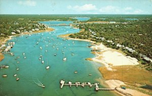 Vintage Postcard Air View of Bass River Resorts Buildings Cape Cod Massachusetts