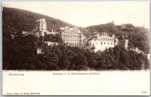 Heidelberg Schloss V. D. Hirschgasse Gesehen Germany Building Mountain Postcard