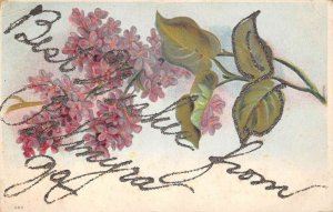 Palmyra Georgia Greetings Purple Flowers Glitter Postcard AA110785