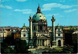 CONTINENTAL SIZE POSTCARD ST. CHARLES' CHURCH VIENNA AUSTRIA