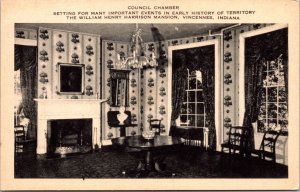 Postcard Council Chamber William Henry Harrison Mansion in Vincennes, Indiana