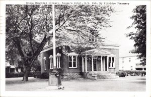 Dodge Memorial Library Rouses Point NY Eldridge Pharmacy Black White Postcard 
