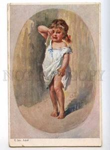 240340 Morning Little Girl in Bed by T. Joh. ADOLF vintage PC