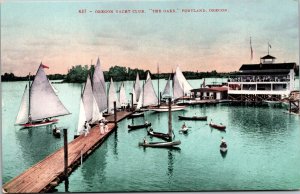 Yacht Club canoes boats The Oaks Portland Oregon Postcard 1907