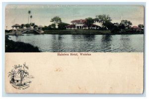 c1905 Haleiwa Hotel Waialua Rustic Bridge River Honolulu Hawaii HI Postcard