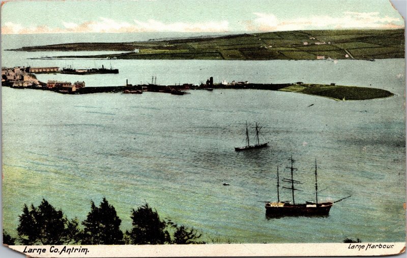 Postcard Ireland Antrim Larne Co. Larne Harbour