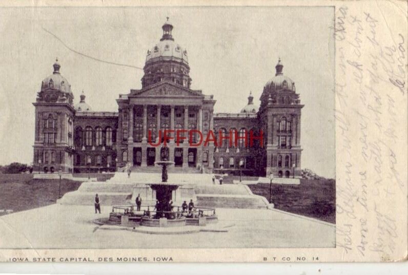 pre-1907 IOWA STATE CAPITAL (sp*) DES MOINES 1907