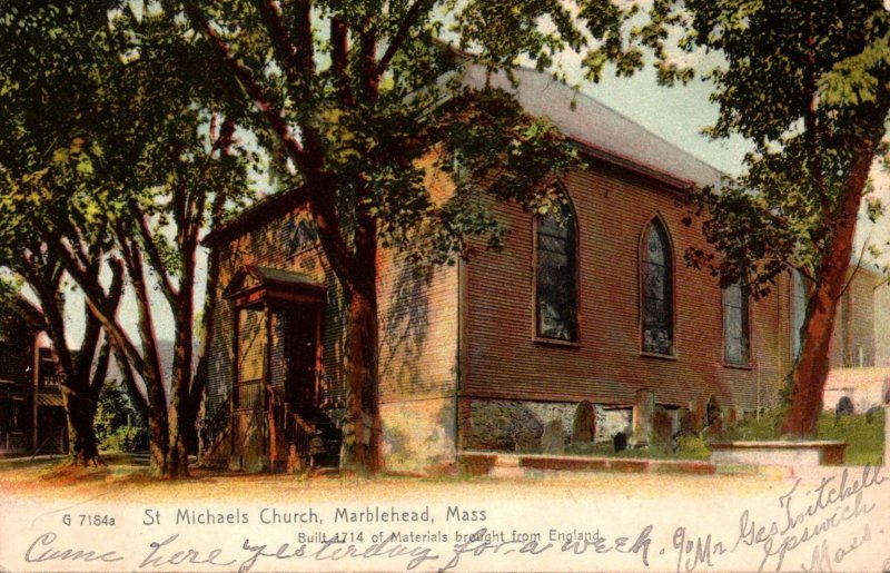 Massachusetts Marblehead St Michaels Church 1908 Rotograph