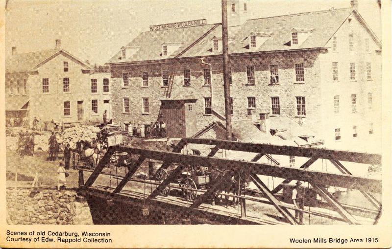 WI - Cedarburg. Woolen Mills Bridge Area, circa 1915
