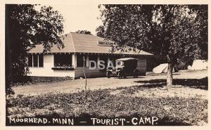 Minnesota Mn Real Photo RPPC Postcard c1920 MOORHEAD Tourist Camp Car