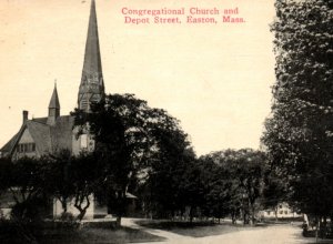 Easton Massachusetts MA Congregation Church Depot Street Postcard