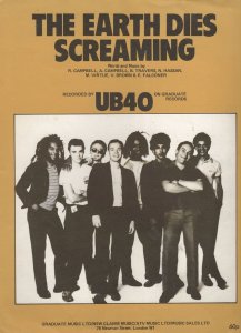 UB40 The Earth Dies Screaming Rare XL UK Sheet Music
