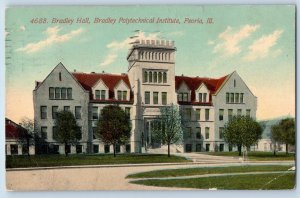 Peoria Illinois Postcard Bradley Hall Bradley Polytechnical Institute Scene 1911