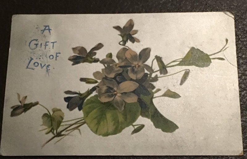 Vintage silvered “A Gift of Love” Valentine postcard, 1904