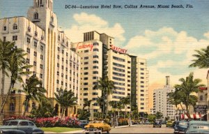 Florida Miami Beach Luxurious Hotel Row On Collins Avenue Curteich