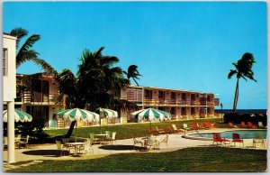 Commander Motel Ocean Drive Riviera Beach Florida FL Grounds & Pool Postcard