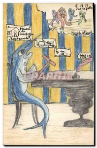 Old Postcard Fancy (drawing hand) Fish Dance