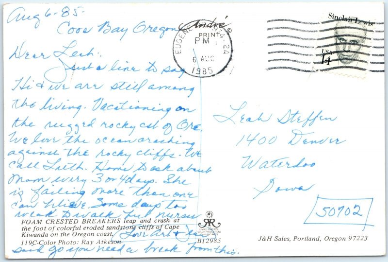 c1980s Pacific City, OR Cape Kiwanda Cliff Coast Breakers Ocean Waves 4x6 PC M15