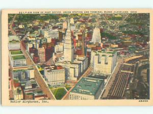 Unused Linen AERIAL VIEW OF TOWN Cleveland Ohio OH n3746