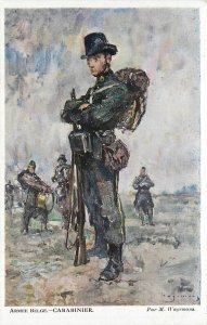 Postcard C-1910 Belgium Army Carabinier Military Artist TP24-1475