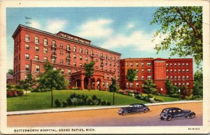 Vtg 1930s Butterworth Hospital Grand Rapids Michigan MI Linen Postcard