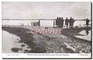 Old Postcard Army Staff Visit to a state of allies in the flooded area