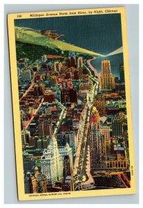 Vintage 1940 Postcard Aerial View of Michigan Ave Downtown Chicago Illinois