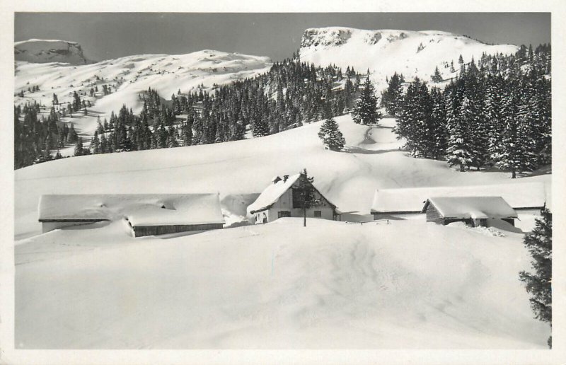 Mountaineering Austria ski resort Malbun refuge hut cottage photo postcard 1935