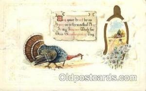 Thanksgiving 1914 some corner wear, some yellowing from age, postal used 1914