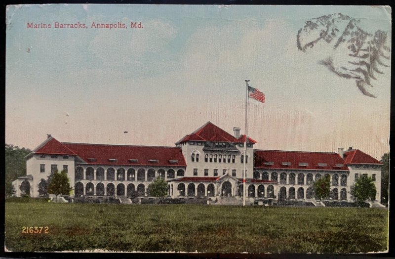 Vintage Postcard 1918 Marine Barracks, Annapolis, Maryland